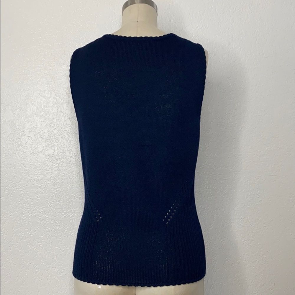 Vintage St. John navy blue knit retro mod top P S - Picture 7 of 9